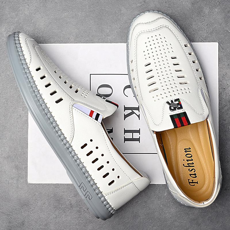 Fashion 2025 Summer New Leather Sandals Men Fashion Breathable Soft Bottom Hollowed Out Male Shoes Designer Casual Men's Dress Shoes