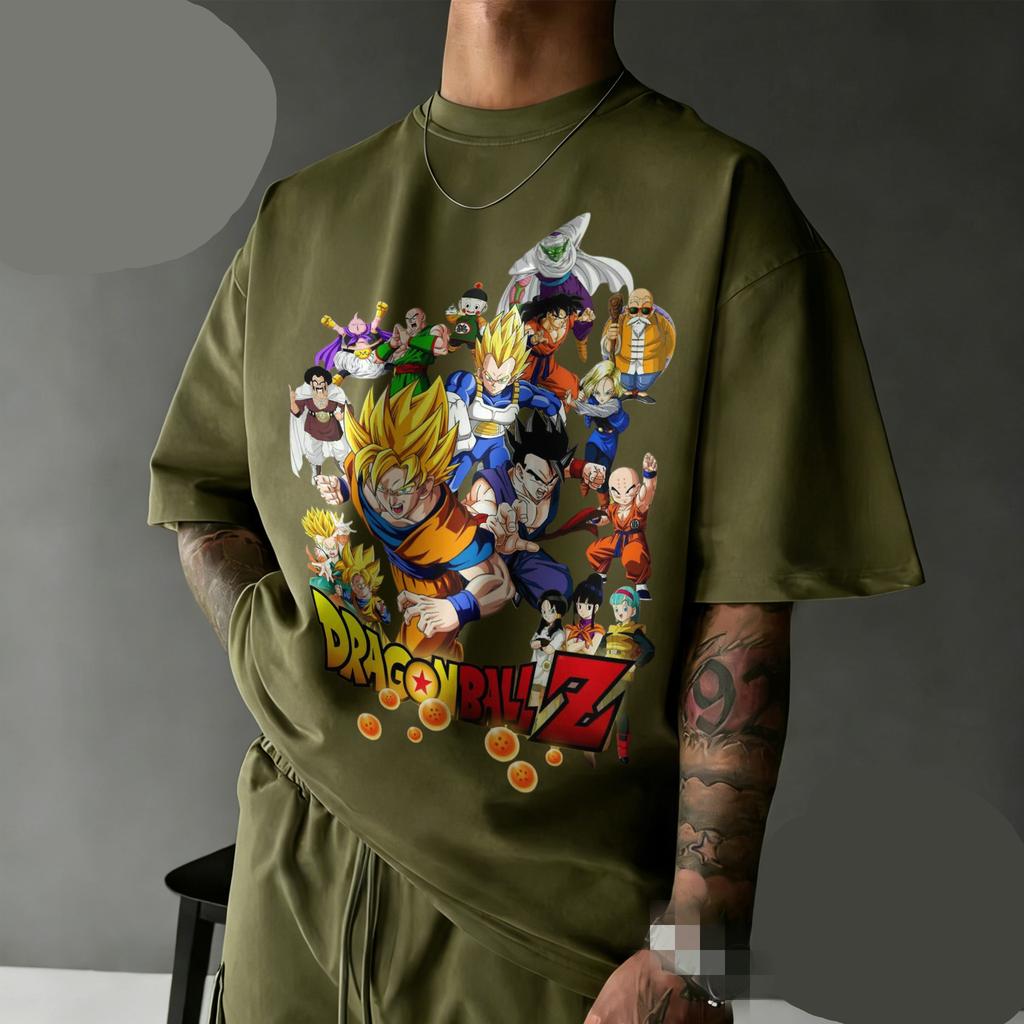 New Arrival Dragon Ball Z Oversized Nostalgia T-shirt  Full Character Cast Retro Graphic Print 100% Cotton Casual Tee