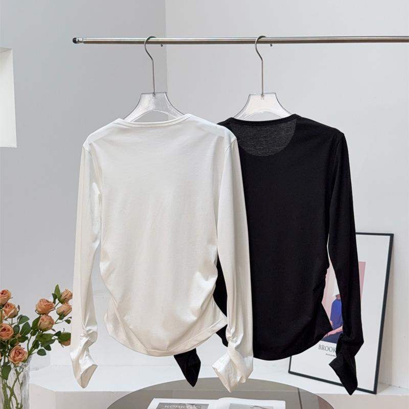 MC25 Slimming Crew Neck Tencel Merino Wool Long Sleeve Top