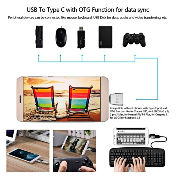 Adattatore in metallo Micro USB Femmina a USB-C / Tipo-C Maschio + USB 2.0 Femmina a USB-C / Tipo-C Maschio