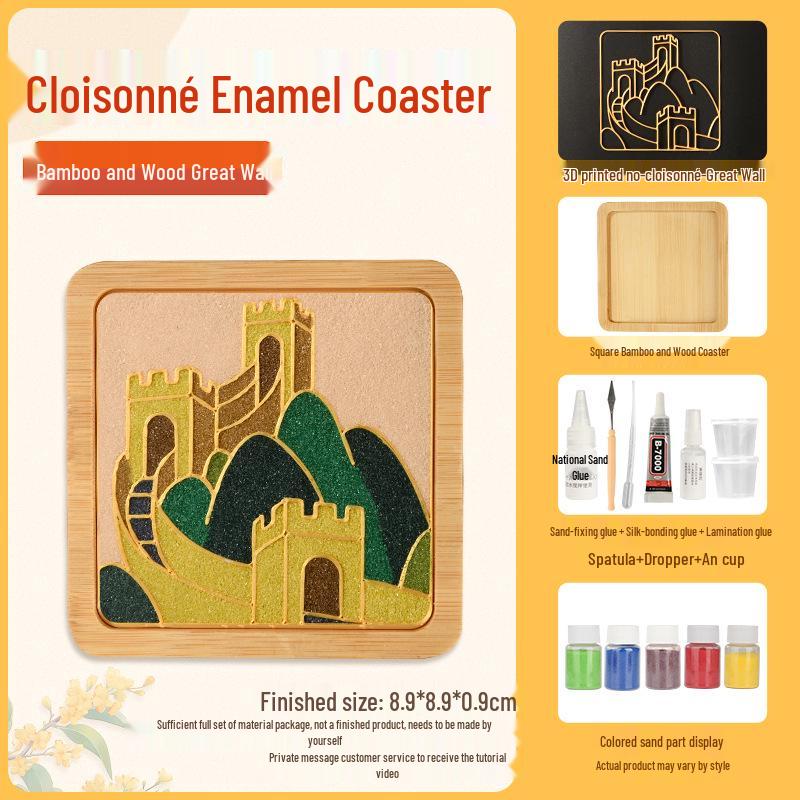 Cloisonné DIY Coaster Kit: Jingtailan No-Wire-Drawing, Chinese Style, Handmade Team Building Activity
