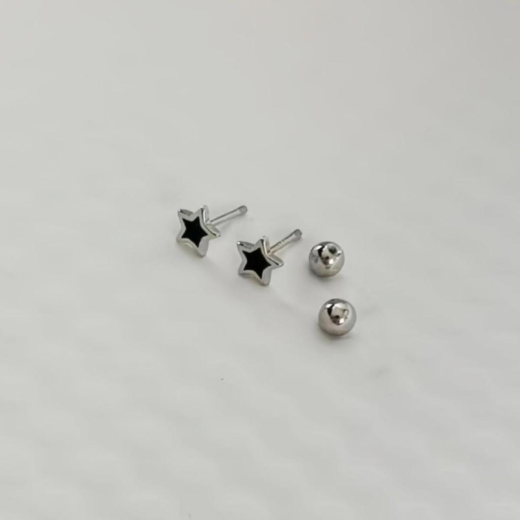 Versatile Black Star Stud Earrings for Women