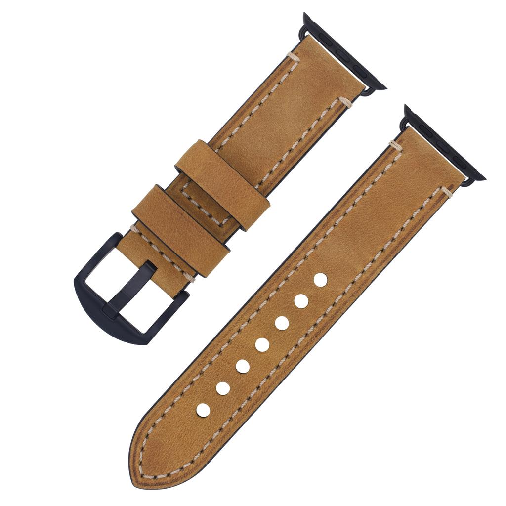 Suitable For Apple S7 Watch Apple Iwatch Strap First Layer Crazy Horse Leather Pin Buckle Watch8 Watch Strap