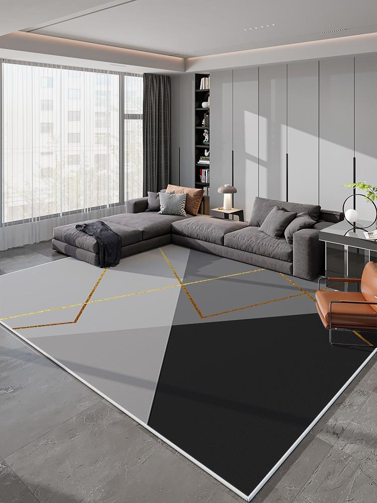 Light Grey Geometric Striped Carpet Living Room Luxurious Decorative Carpets Modern Artistic Lines Rugs Easy Clean Bedroom Rug