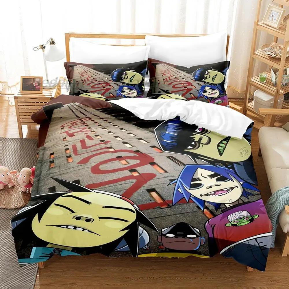 Music Gorillaz Bedding Set 2/3pcs 3D Printed Duvet Cover Pillowcase Adult Single Queen King Size Bedding Set Luxury Gift
