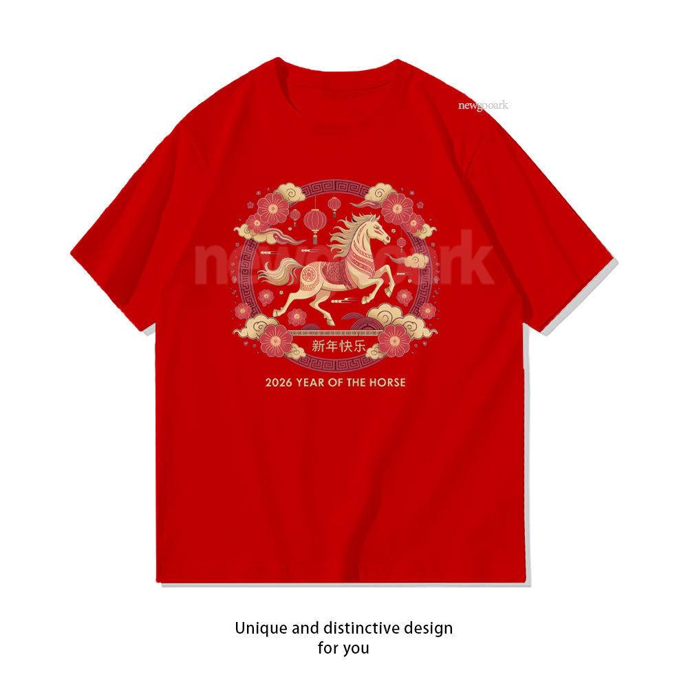Chinese Zodiac Horse New Year 2026 Graphic T Shirts China New Year 2026 Woman Man Cotton Tshirt Casual Fashion Cotton Tops S