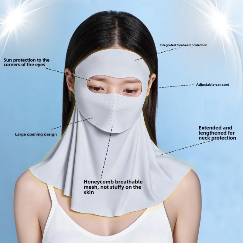 Summer neck and sun protection mask, breathable ice silk mask driving mask UV resistant riding mask men's and women's mask