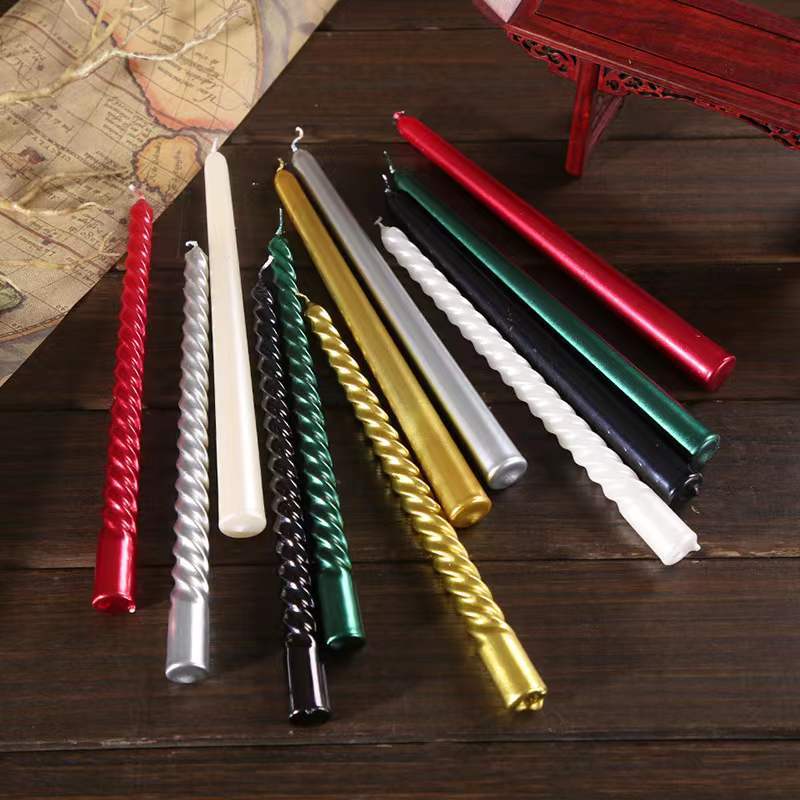 4pcs/box Restaurant Electroplated Thread Candle Long Stem Candle Romantic Wedding Decoration Candle Holder