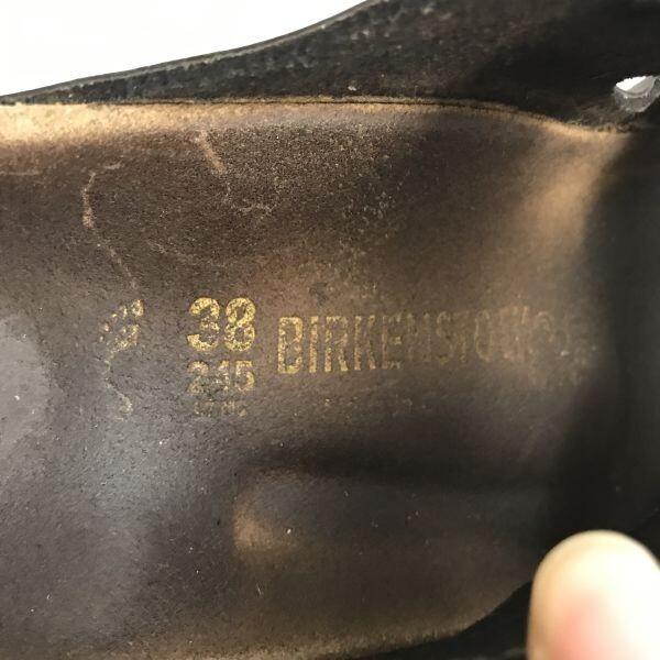 BIRKENSTOCK Arizona Flat Leather Sandals 24.5 Size 38 Black Made in Germany Shoes Trainers(USED)