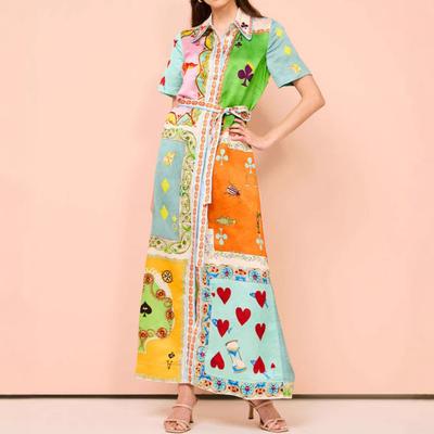 Frühling neue Damenbekleidung Temperament Mode bedruckter Cardigan Revers Trägerkleid