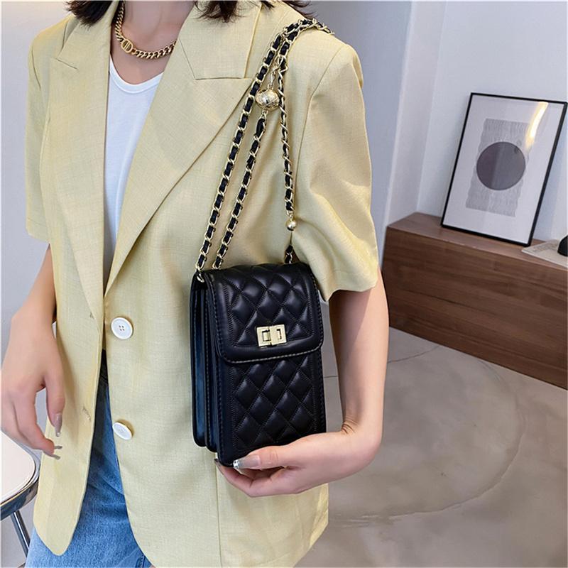 Mobile Phone Bags  Rhombus Chain Shoulder Cross Body Cellphone Sling Bag