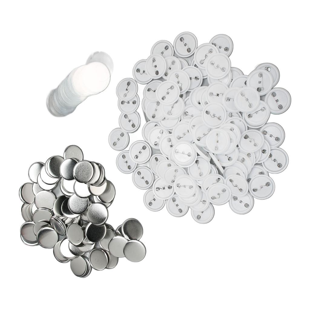100 Set Pin Back Button Parts Tinplate Plastic Base Rustproof Widely Used Button Making Supplies for