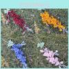 Fork Flocked Double Larkspur Stems Realistic Artificial Flowers Decor Wedding