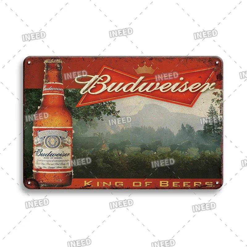 Original Budweiser Bier-Blechschild, lustige Metallplakate, Retro-Wandschild, Vintage-Schild für Bar-Club-Wanddekoration