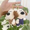Cute Cartoon Plush Dog Keychain With Overalls 12cm Height Perfect For Bags And Backpacks