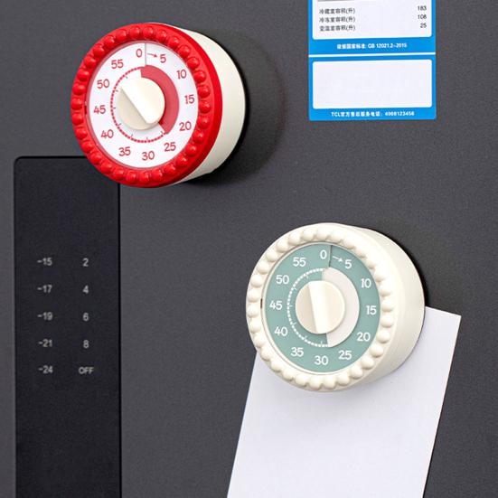 55-Minute Pink Mechanical Kitchen Timer Cooking Baking Eggs Loud Alarm Kitchen Timer Magnetic Back Visual Timer