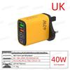 40W Multi-port Charger with 2 USB & 2 PD Ports, EU/US/UK Plug Adapter