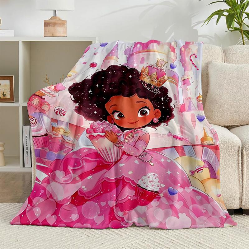 1PC Black Princess Magic Celebration Flannel Blanket Gift, Suitable for Both Men And Women, Soft Ideal for Beds And Sofa, Birthday Or Christmas Gift