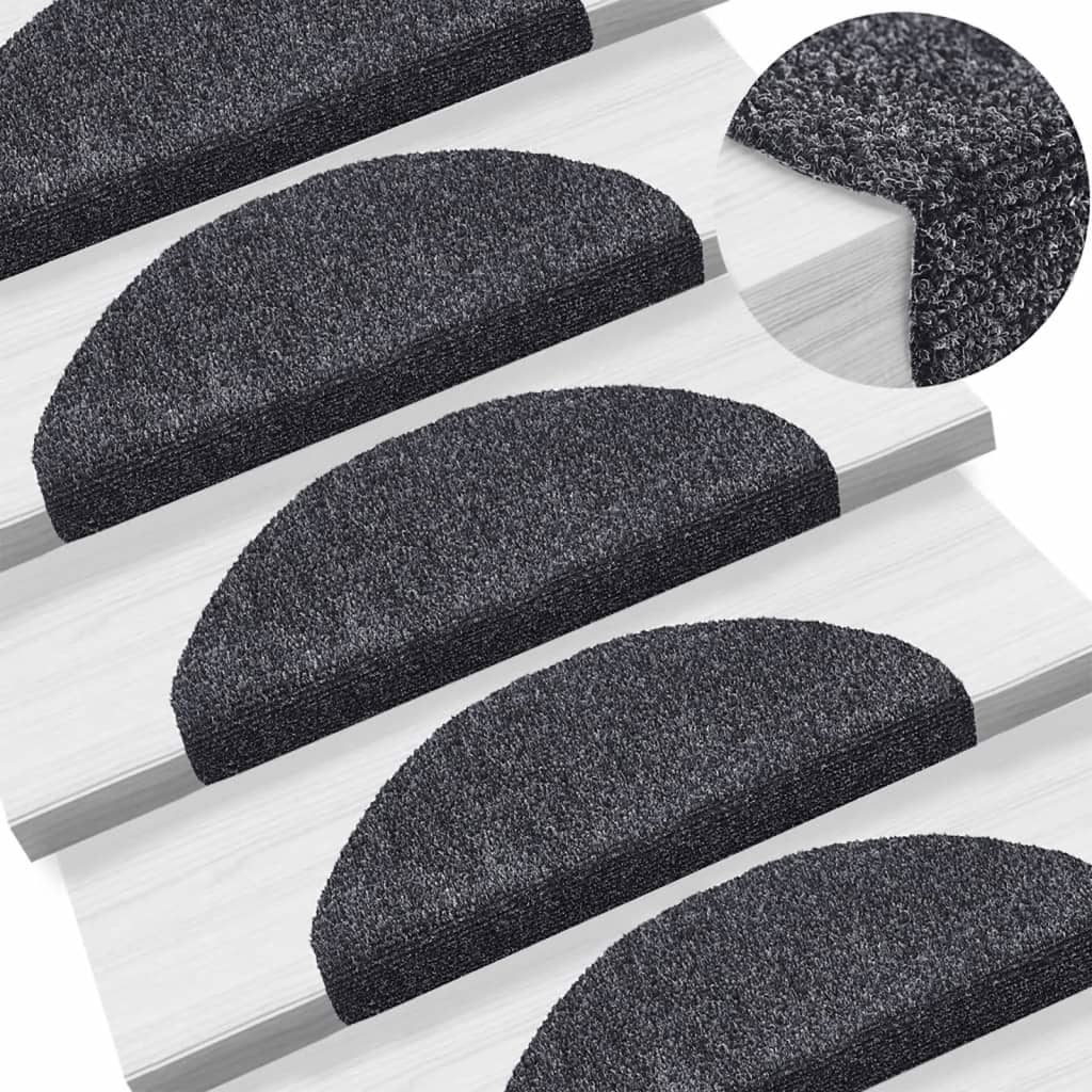 vidaXL Stufenmatten Selbstklebend 15 Stk. 65x21x4 cm Dunkelgrau Halbrund Groß