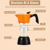 Aluminum Coffee Maker 150ML, Stovetop Moka Pot for Classic Italian and Cuban Cafe Brewing,15.2oz Orange and Black Octagonal Transparent Cover Cuban,