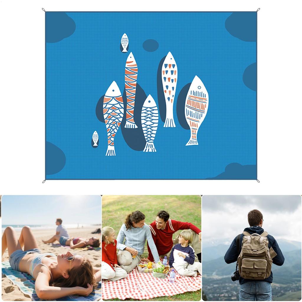 Picnic Mat 4.6x6.5 Ft Portable Foldable Large Beach Blanket Waterproof Sandproof For Outdoor Patio Camping Hiking Travel Lawn