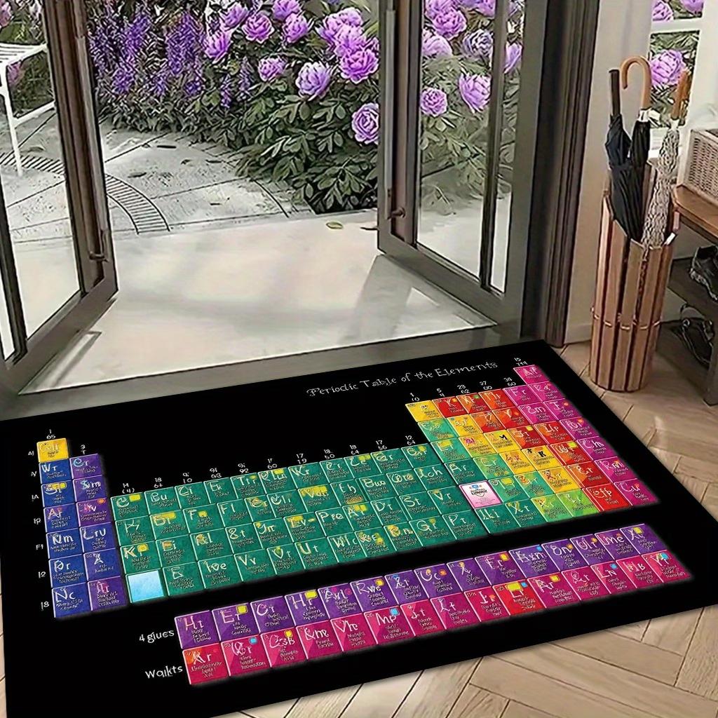 Science Theme Pattern Carpet Mat Rug Home Decoration Teacher Element Periodic Table Design Educational Non Slip Durable