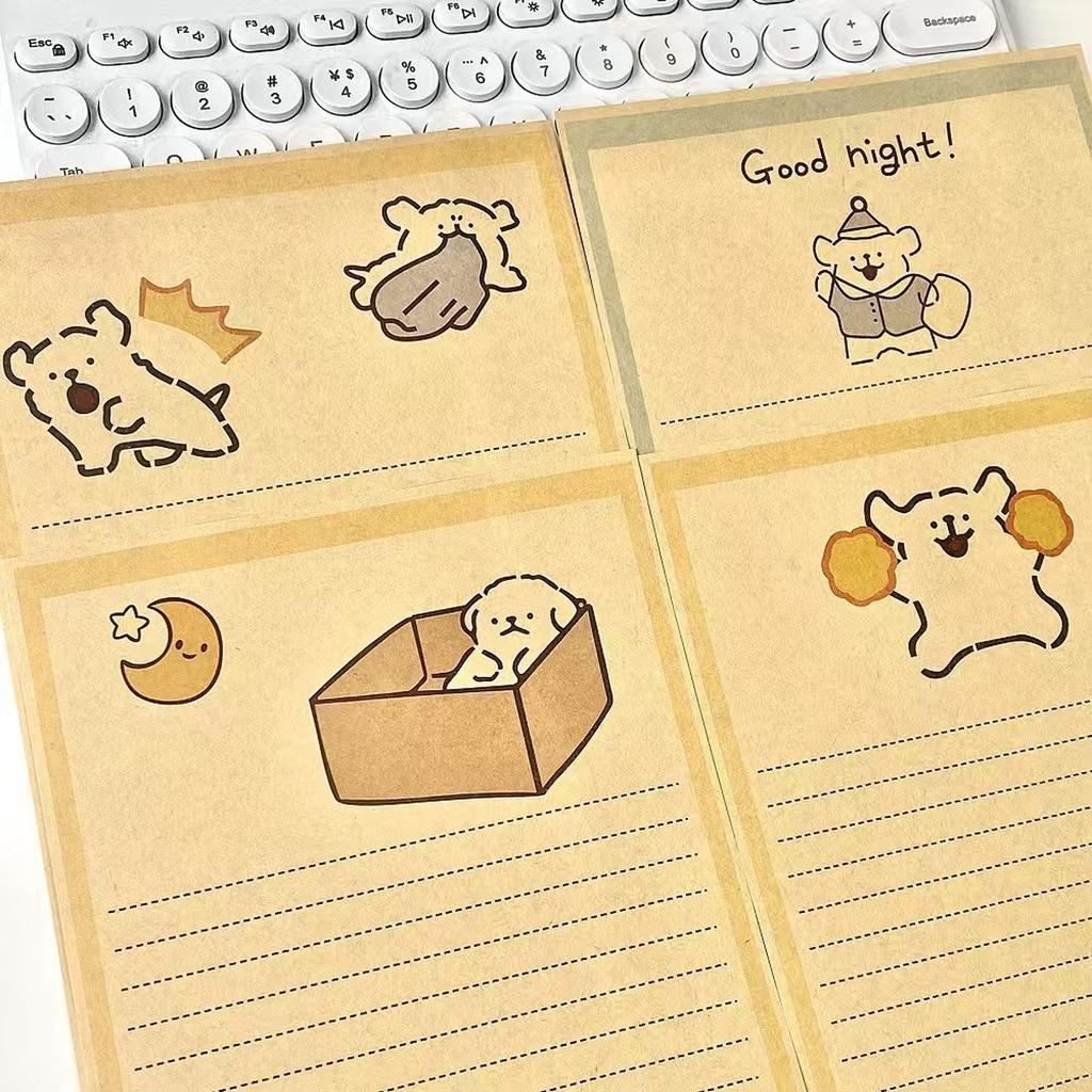 English: Cute Cartoon Dog Envelope & Letter Paper Set Thick Kraft Paper Student Stationery