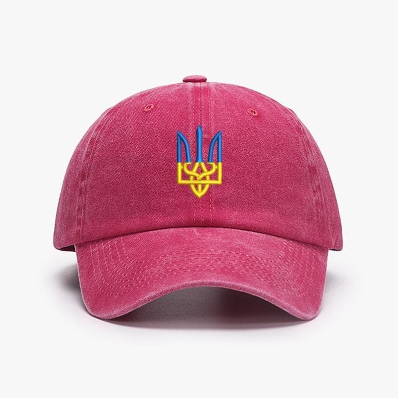 Embroidery Ukraine Trident Symbol Cotton Washed Fashion Sports Baseball Cap Adjstable Hip Hop Urban Street Style Dad Hat Visor Protection Snapback