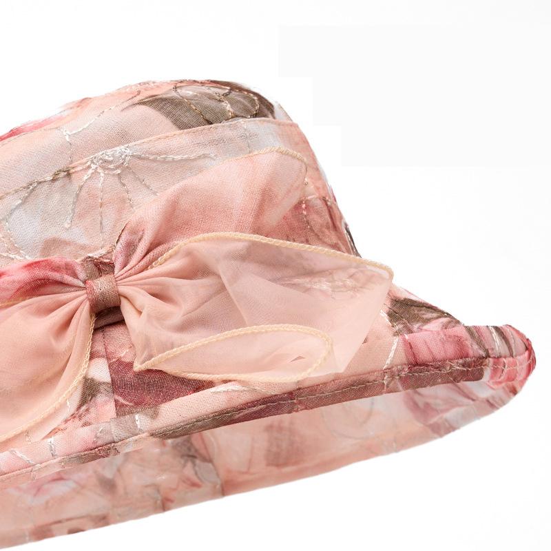 Women's Bow Fisherman Hat Mother Hat Summer Breathable Travel Sun Hat Basin Hat