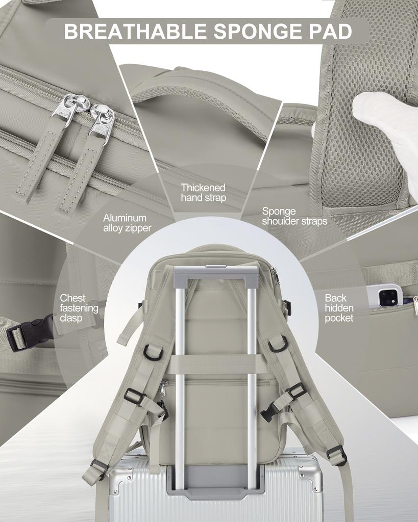 Reiserucksack für Damen, Fluglinien-Handgepäck genehmigt, Diebstahlsicher, Business-Laptop, Großer Tagesrucksack, Weekender-Tasche
