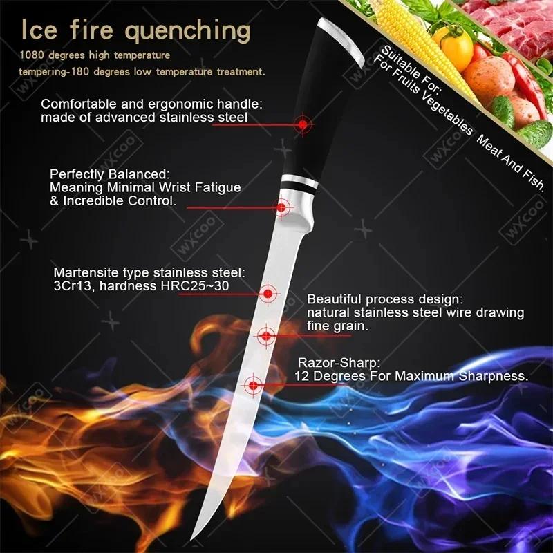 Stainless Steel Fillet Knife Professional Japanese Fish Knives for Meat Cleaver Poultry Cutting with Non-Slip Boning Knife