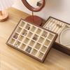 Multi-Compartment Earrings Storage Holder Velvet Lining Pendant Display Plate Home