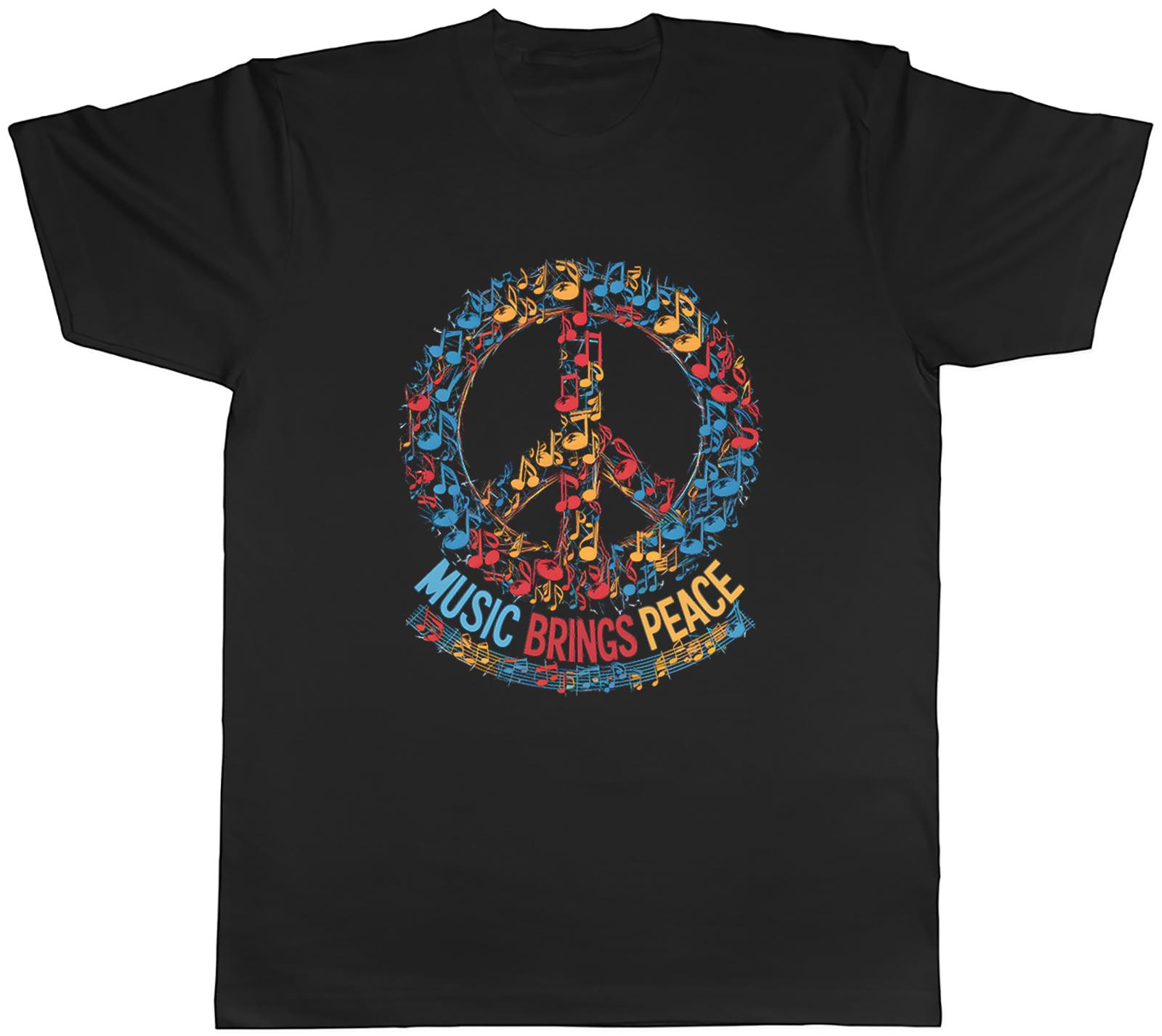 Music Brings Peace Unisexs TShirt Peace Symbol of Musical Notes Tee Gift S
