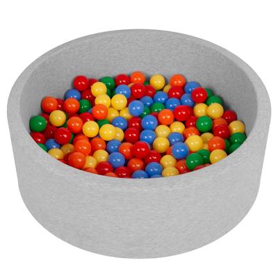 Soft Ball Pit Pool 90x30cm/200 Balls Round for Baby Toddler Foam, Light Grey:yellow/green/blue/red/orange