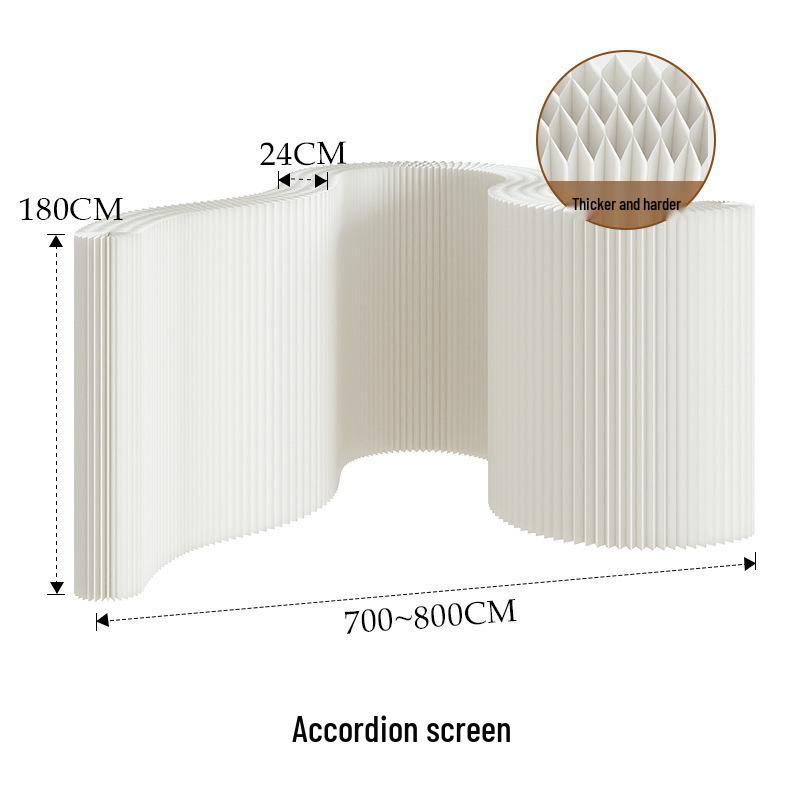 18-Panel Curved Folding Screen Divider – Japanese Style Retractable Wall for Live Broadcasts