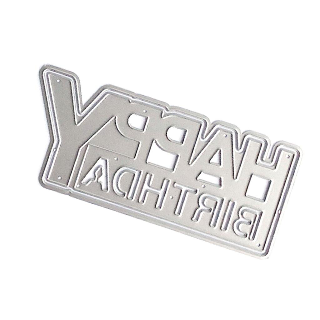 Happy Birthday Cutting Dies 106x46mm Carbon Steel Die Cut Templates for Card Making Scrapbooking Packaging Embellishment