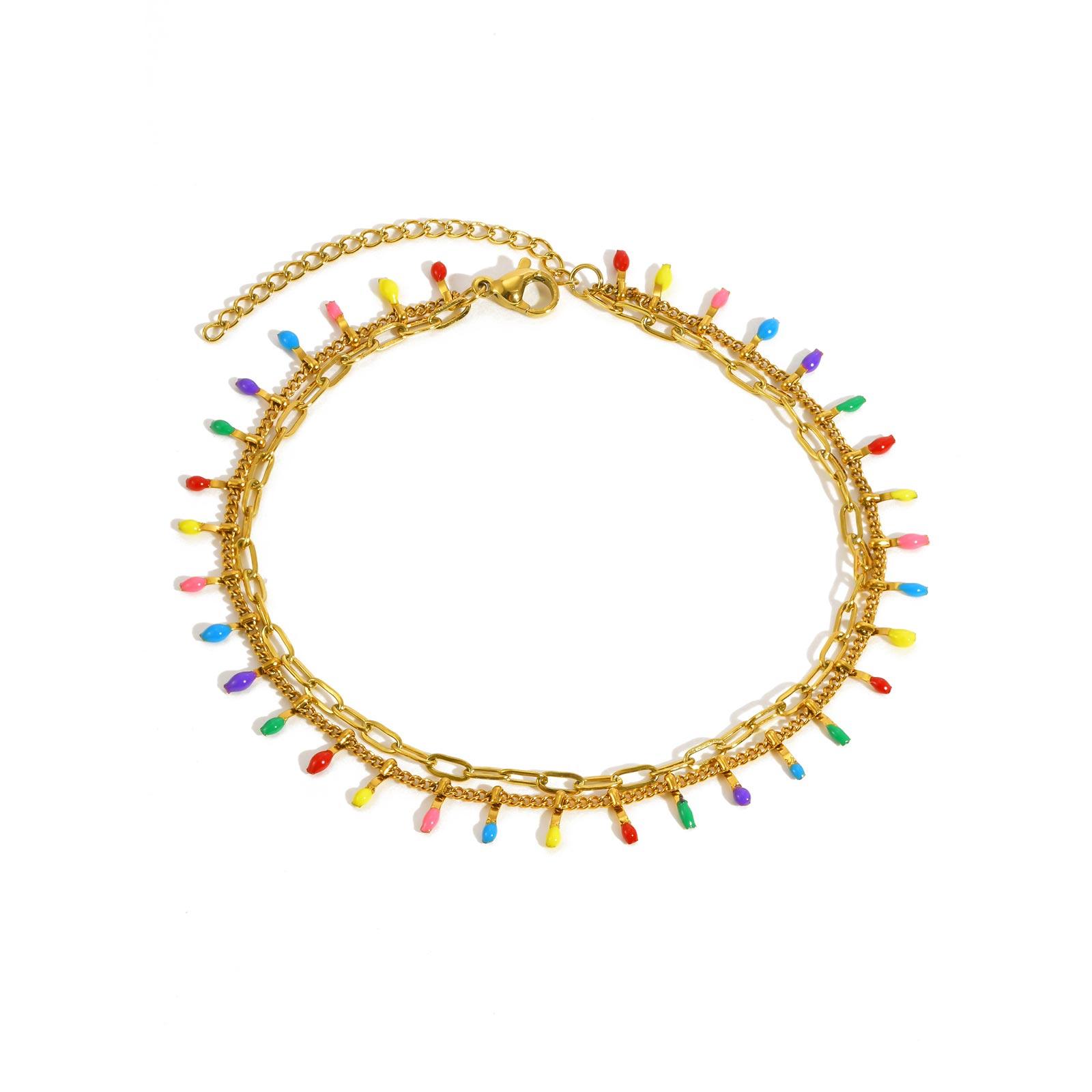 

Women s Colored Double layer Anklet,Feet Chain Stainless Steel Anklets,Charm Ankle Bracelet Jewelry Gifts