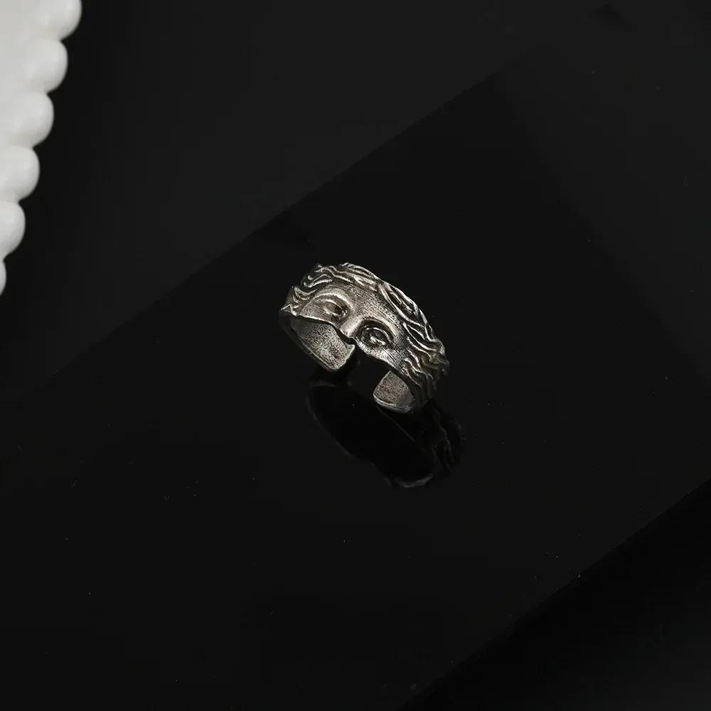 Hot Sale Half Face Retro Fashion Ring for Men Women Greek Mythology Vintage Punk Gothic Art Open Ring Unisex Accessories Jewelry