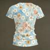 Women Casual V Neck Short Sleeve Floral Print T Shirt Lightweight Soft Fabric Summer Top for Everyday Wear