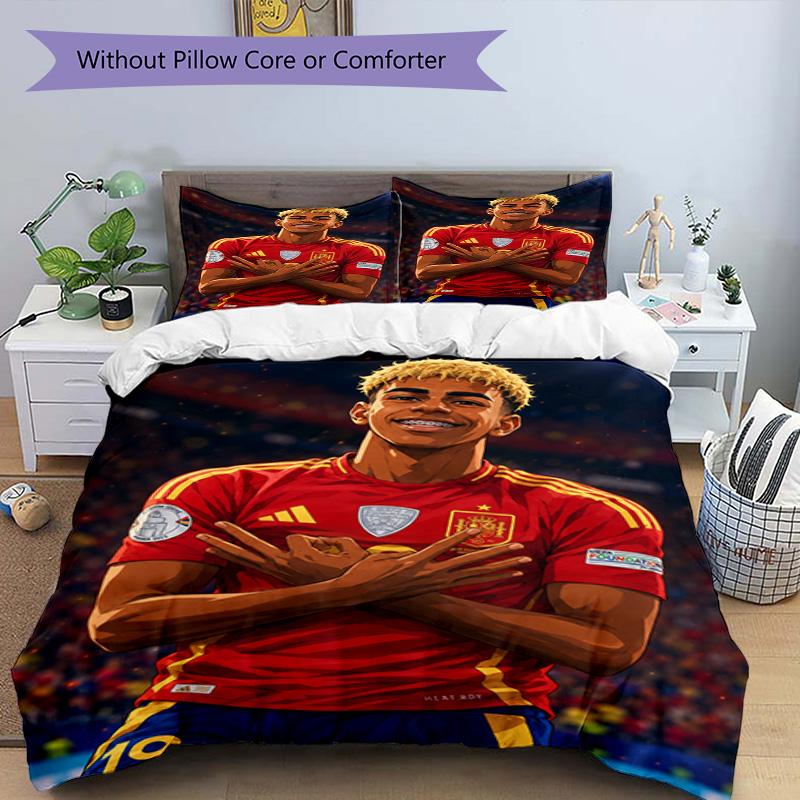 Lamine Yamal Spanish Football Player Bedding Set,Premium Bed Linen for Bedroom Home Decoration,Perfect Collectible Gift for Messi Fans,Easy Care Duvet