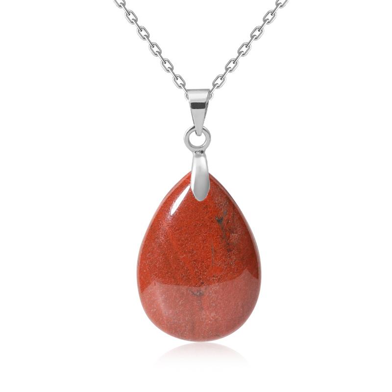 New Fashion Natural Stone Crystal Pendant Teardrop Simple Pendant Necklace Earrings Making Jewelry With Chain Collar