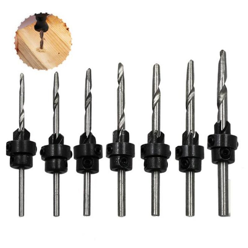 8Pcs//Set HSS Tapered Countersink Drill Bits Woodworking Drill Pilot Hole Tools