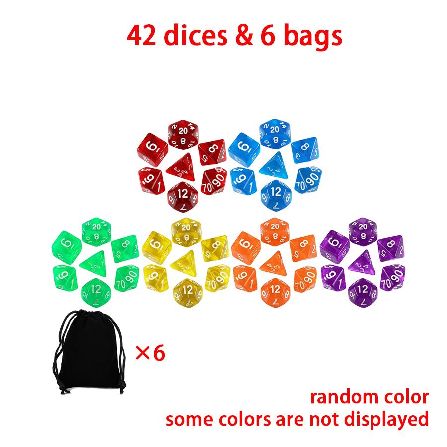 

48/80pcs Polyhedral Dice with Black Bag Creating Atmosphere Board Games Tool for Game Room Backyard Friends Family Gathering XJM