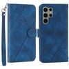 For Samsung Galaxy S25 Ultra Case Imprinted Line Leather Phone Cover with Handy Strap