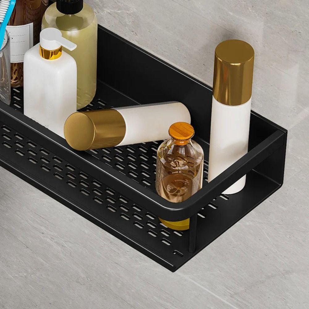 Black Shower Corner Shelves Space Aluminum Shampoo Storage Rack Bathroom Shelves for Kitchen