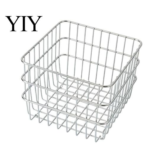Hollow Grid Organizer Stainless Steel Storage Basket, Desktop And Wall Mount Placement Wire Bin Organizer, Breathable Metal for Kitchen Pantry