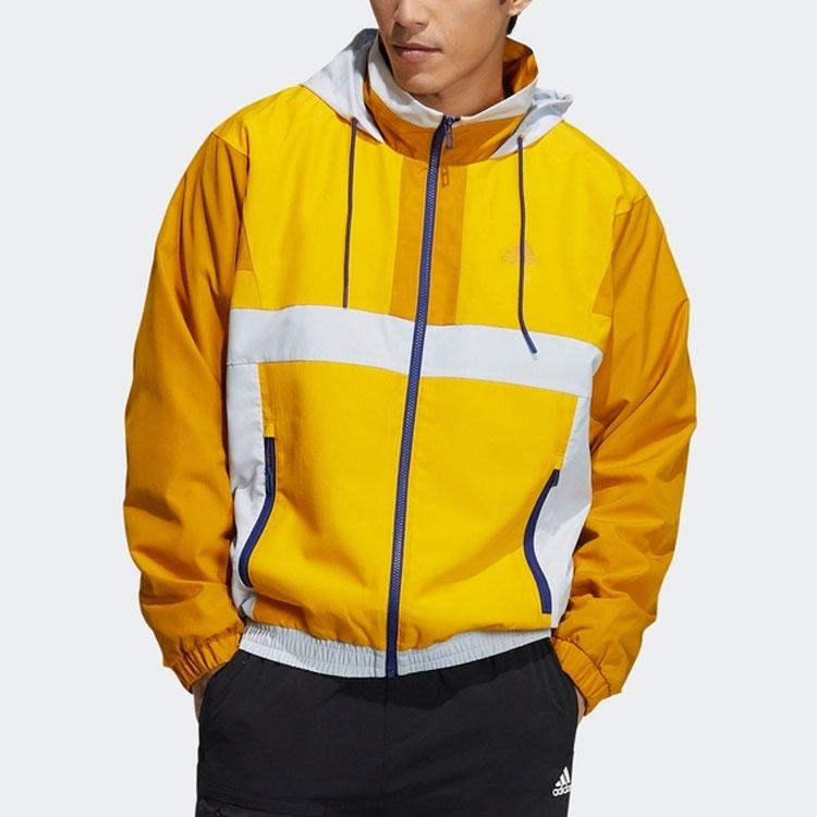 Adidas Comprehensive Training Series Zip-Up Collared Hoodie Jacket With Logo Men Outerwear Yellow H39327