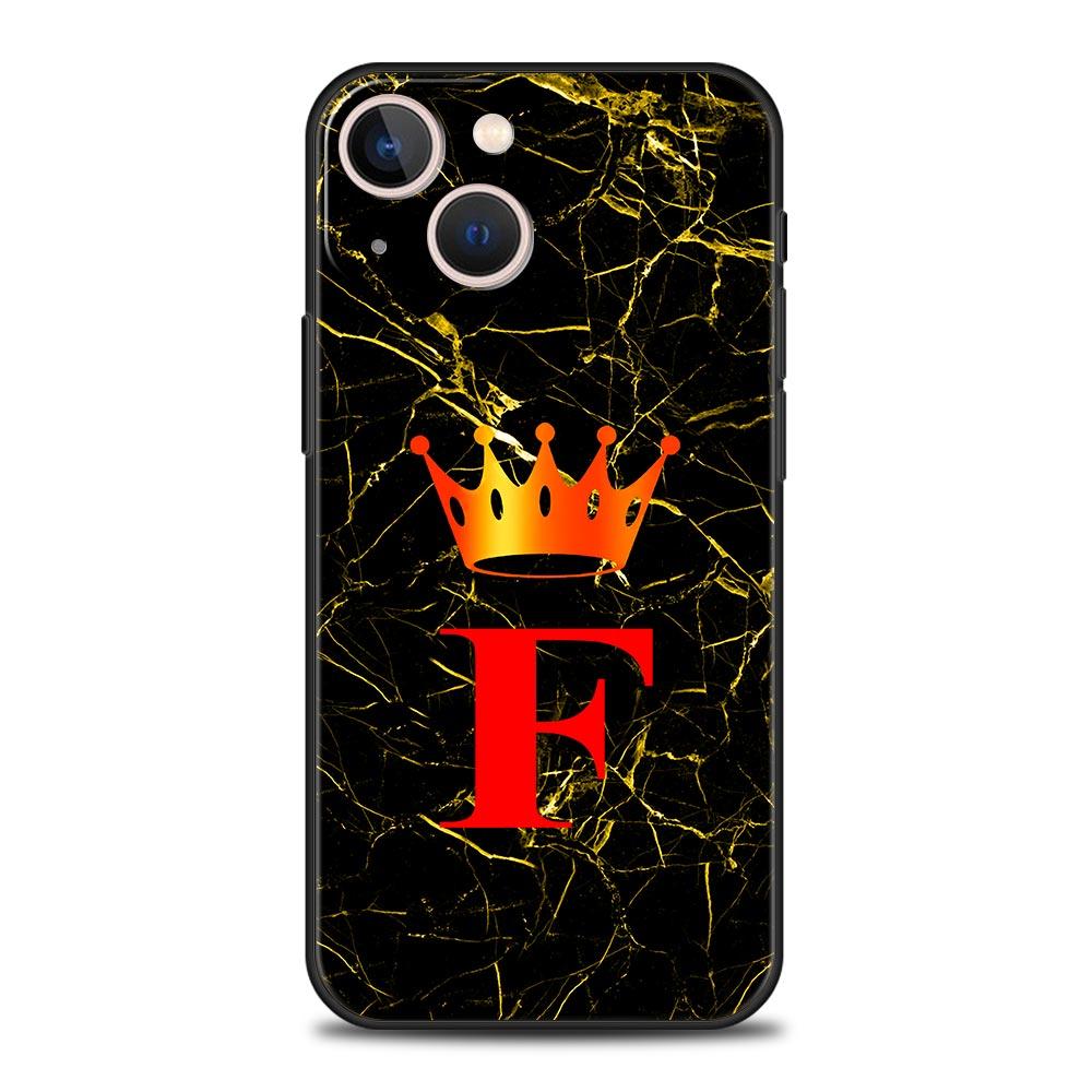 Marble Letter Phone Case For iPhone 17 16 15 Pro Max 11 12 13 14 7 8 Plus SE 2020 X XR XS Cover Soft Black