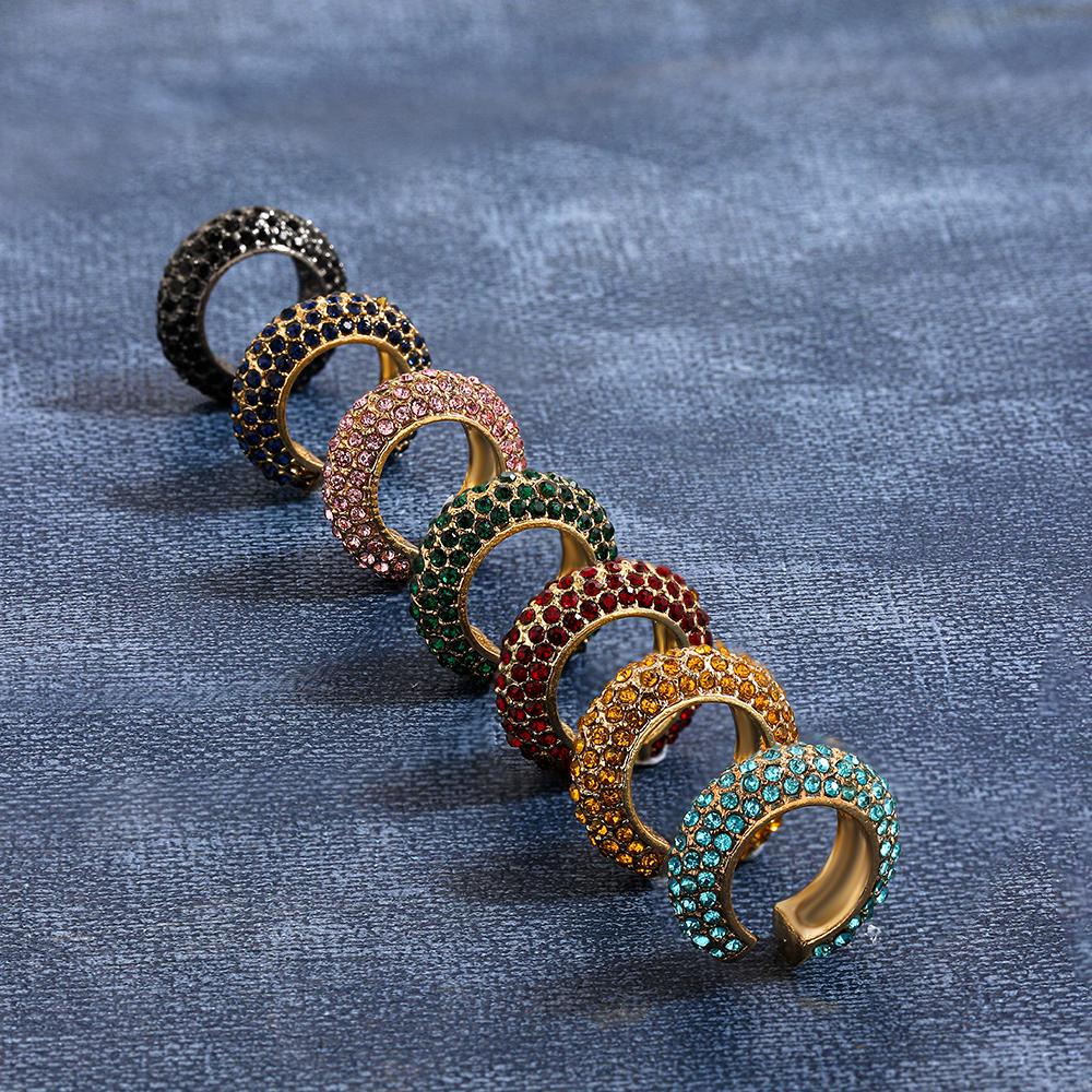 1pcs New Multicolor rhinestone C shape Chunky Clip earrings For Women Punk without puncture cartilage Ear cuff Wedding Zircon