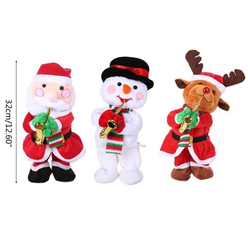 Christmas Gift Miniature Santa Claus with Saxophone Handmade Lovely Toy Holiday Twisting Santa Snowman Reindeer